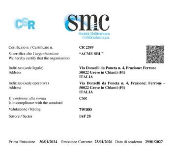 CSR Rating - anteprima certificazione