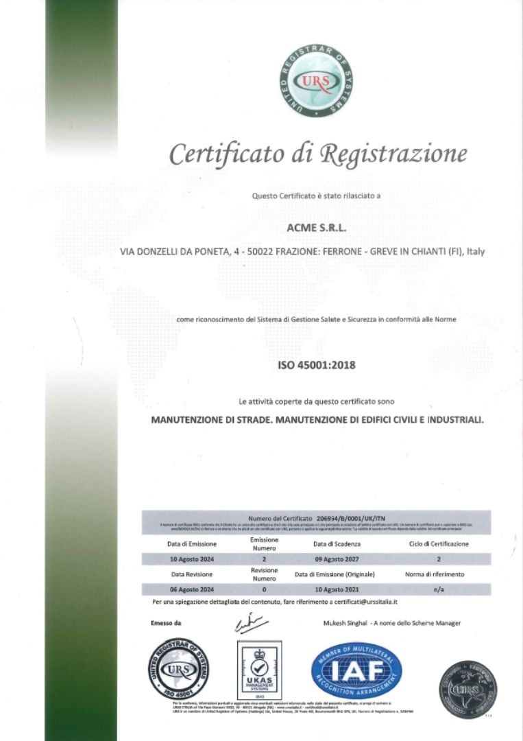 UNI EN ISO 45001 - anteprima certificazione