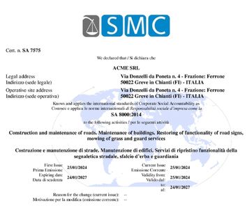 SA 8000 - anteprima certificazione