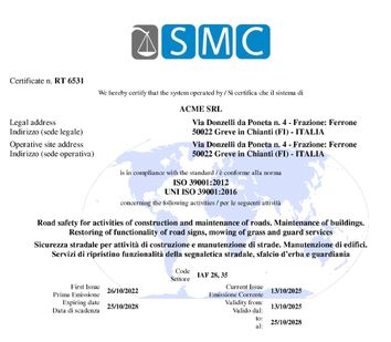 ISO 39001 - anteprima certificazione
